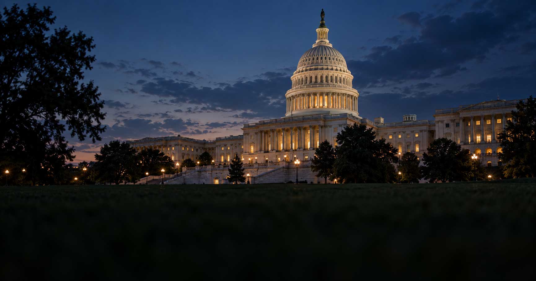 The U.S. Capitol building at dusk